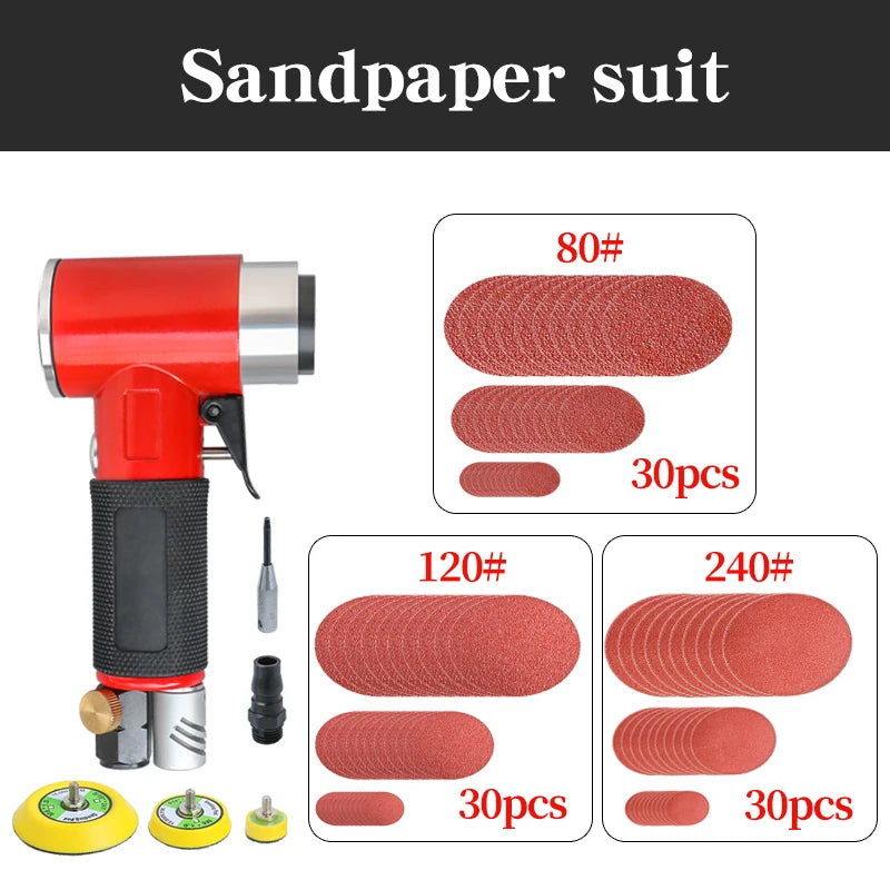 Pneumatic Orbit Air Sander 90° also Polishing and Grinding, 1, 2 and 3inch Sanding Pad