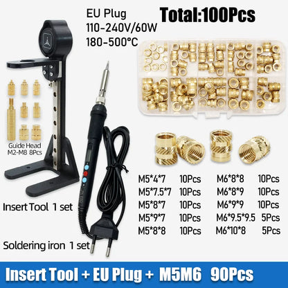 Heat Set Insert Kit with Stand – M2-M6 Brass Threaded Inserts, up to 1040 Pieces
