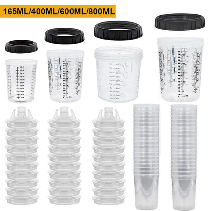 Disposable Paint Mixing Cup System – 160-800ml Graduated Spray Gun Cups