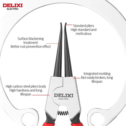DELIXI 5-in-1 Circlip Pliers Set – Retaining Ring Pliers for Shafts & Bores