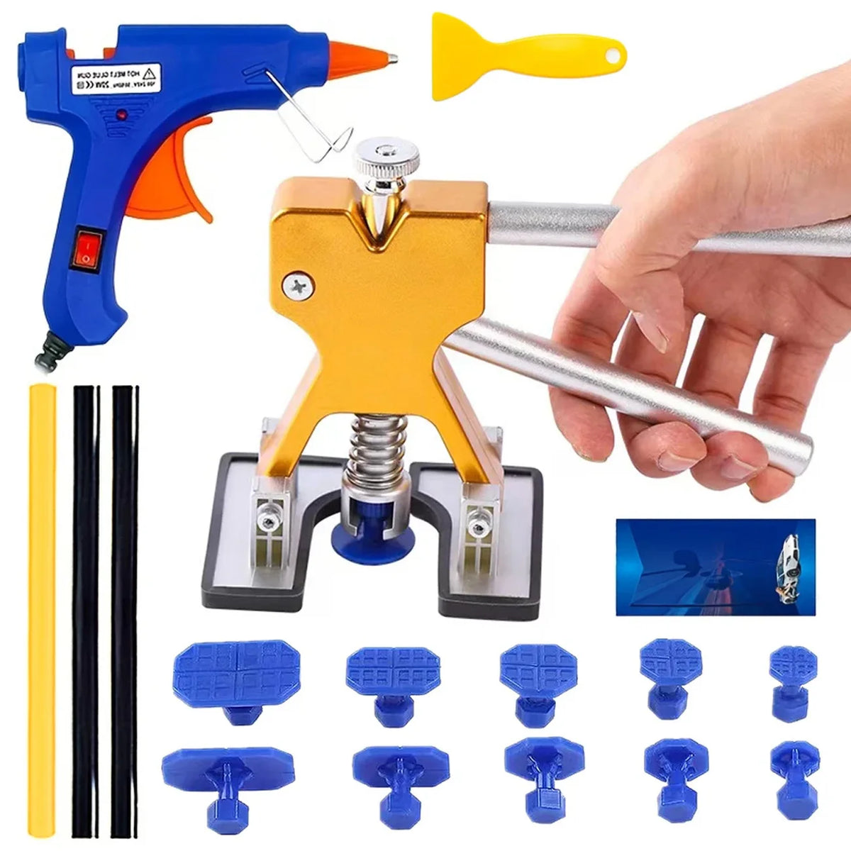 Paintless Dent Repair Kit – Suction Cup Dent Puller with Glue Tabs for Auto Body