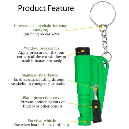 3-in-1 Car Safety Hammer & Seatbelt Cutter – Window Breaker Escape Tool with Whistle