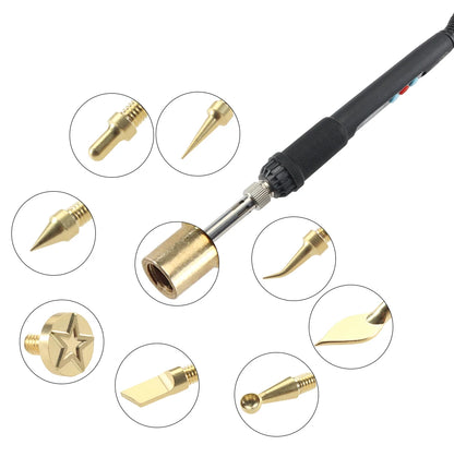 9-Piece Heat Insert & Finishing Tip Set – Brass Soldering Iron Tips for 3D Printing
