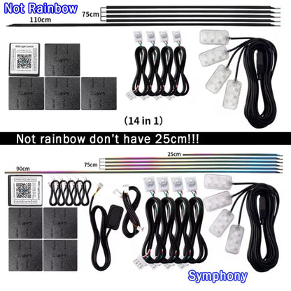 Car Ambient Interior lighting 6/10/14/18pc Led Car Ambient Lights RGB 213 64 Color