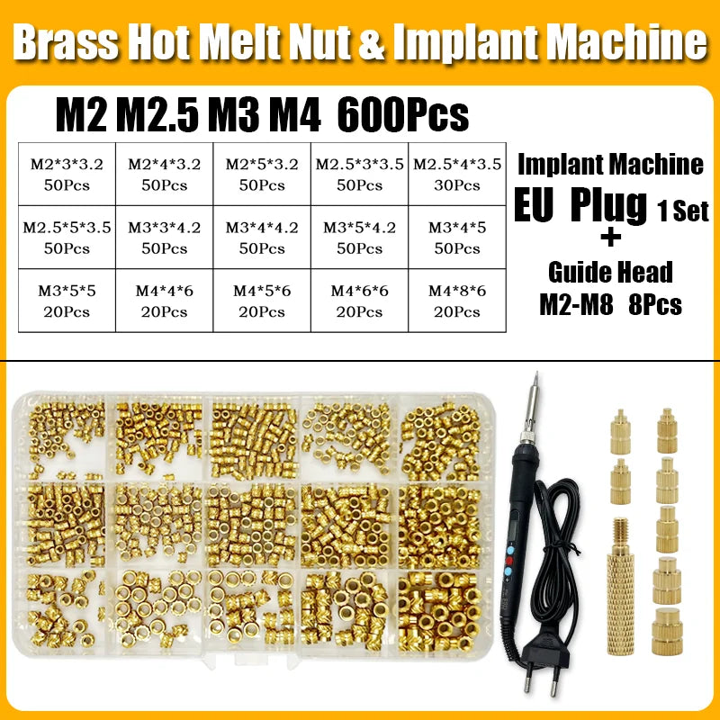 Screw Thread Hot Insert M2/2.5/3/4/5/6/8 Brass Knurled Nut Implant Machine