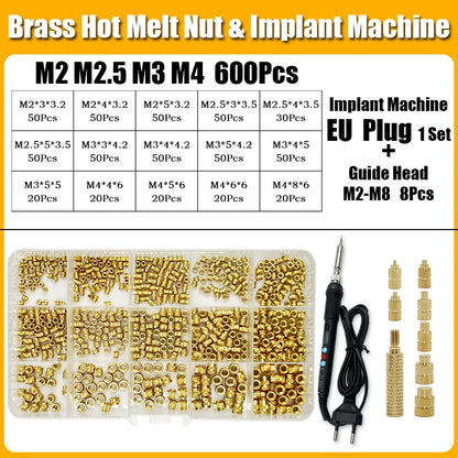 Screw Thread Hot Insert M2/2.5/3/4/5/6/8 Brass Knurled Nut Implant Machine