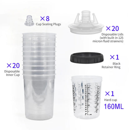 Disposable Paint Mixing Cup System – 160-800ml Graduated Spray Gun Cups