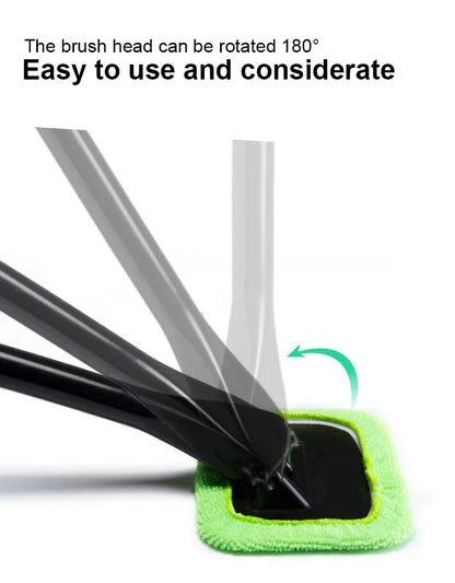 Long-Handle Windshield Cleaning Brush Kit – Microfiber Interior Glass Wash Tool
