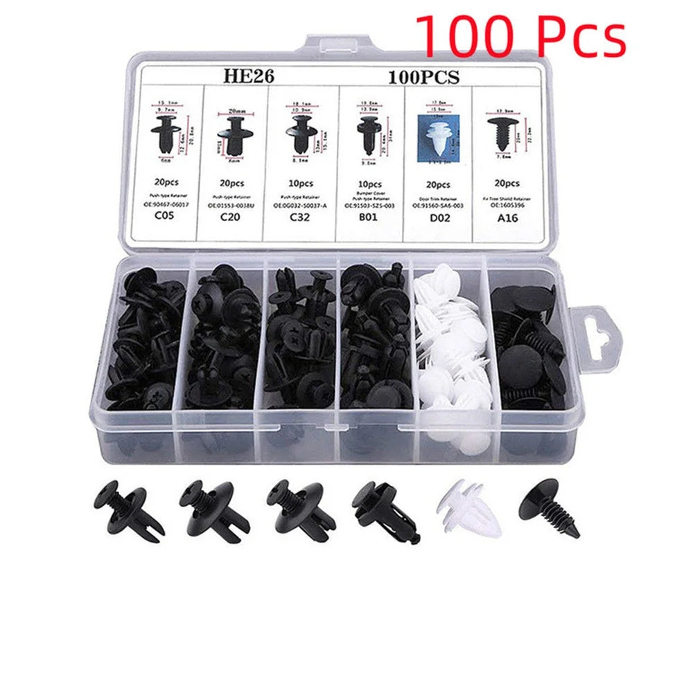 Push Retainer Mixed 13 Sizes Box, Bumper, Door Panel, interior Liner for All Cars & Vans