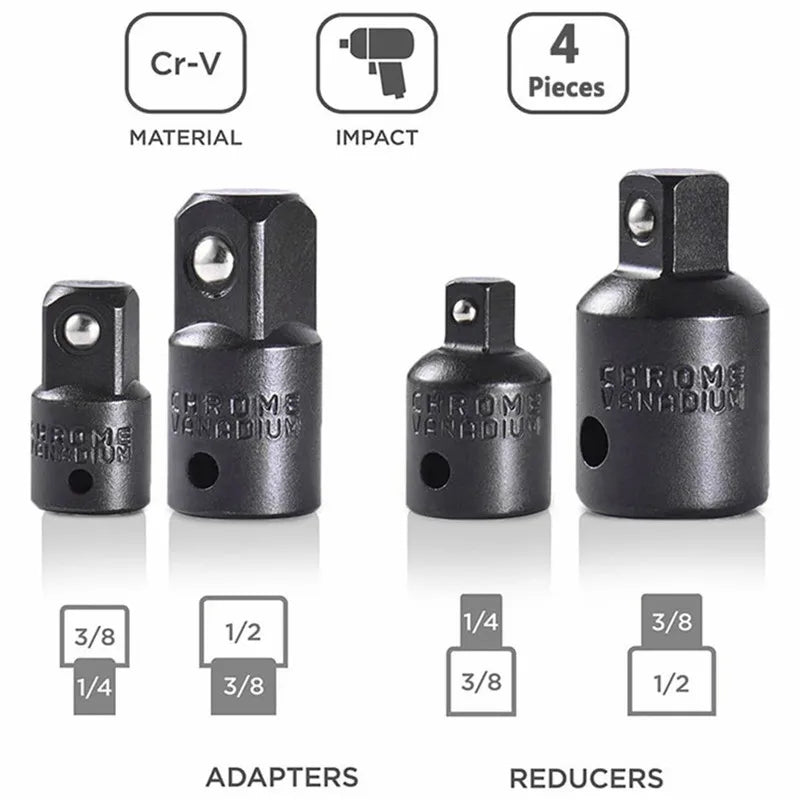 Impact Socket Adapter Set – Turn Your Drill Into a High-Speed Nut Driver, 1/4" Hex