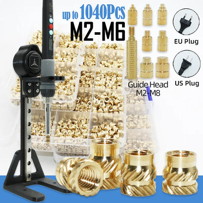 Heat Set Insert Kit with Stand – M2-M6 Brass Threaded Inserts, up to 1040 Pieces