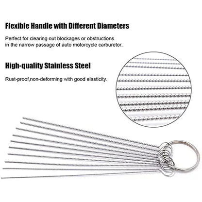 Carburetor Jet Cleaning Needle & Brush Set – Carbon & Dirt Removal Tool Kit