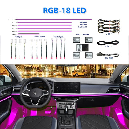 Car Ambient Interior lighting - App Control 22 In1 Full Color RGB Led Strip