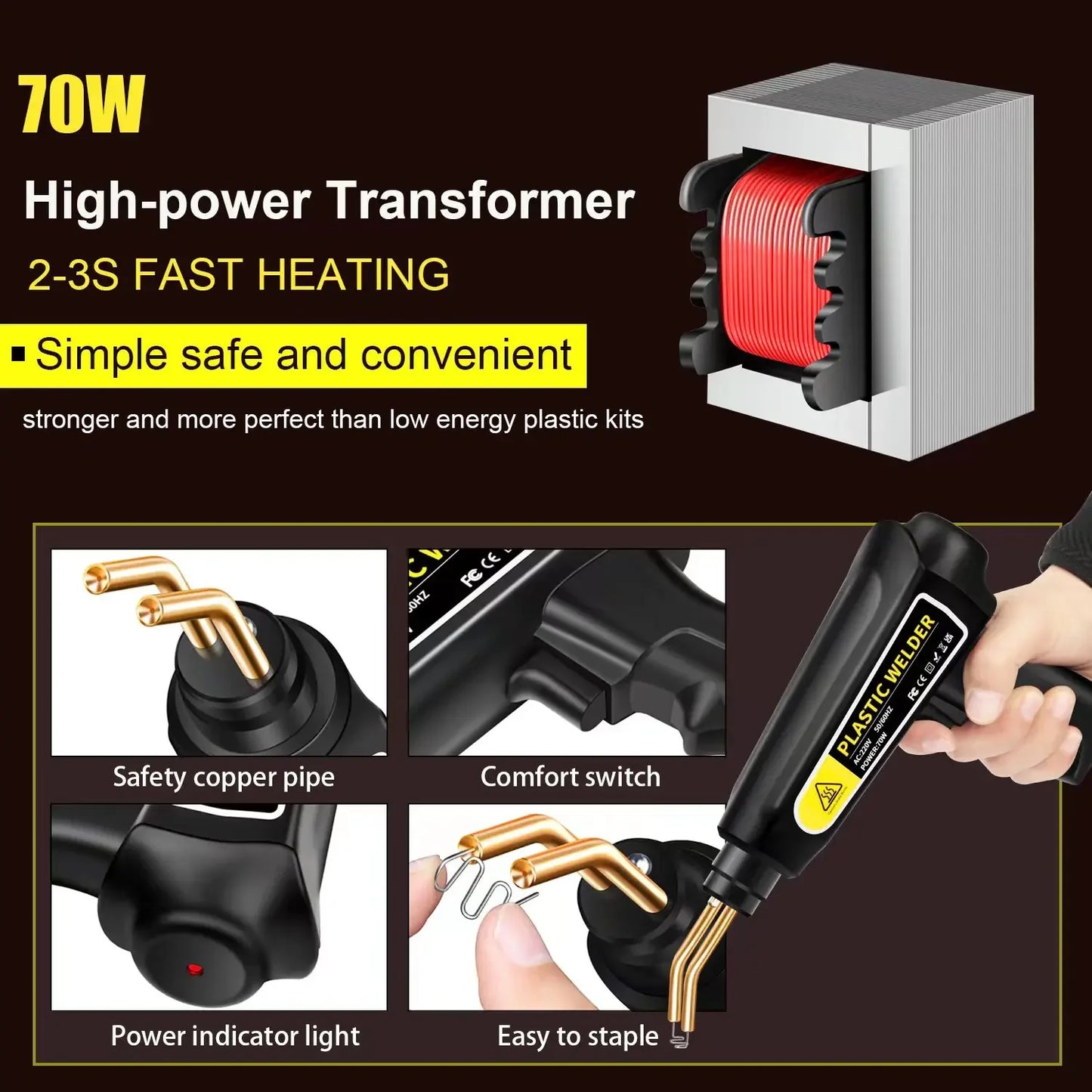 Hot Stapler Gun Bumper Repair Kit 110V 220V 70W – Garage Tools for Plastic Welding