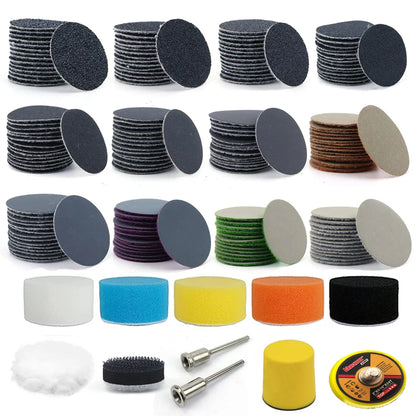 Sanding Discs Hook and Loop, 25mm/1 Inch 191 PCS, Wet Dry Sandpaper with 3mm Shank Backing Pad Polishing Pads and Interface Pad
