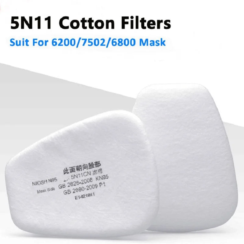 BULK 6001 Filter Cartridge 5N11 Dustproof Cotton, Fit For 3M 6200/7502/6800 Gas Mask Chemical Painting Spray Respirator