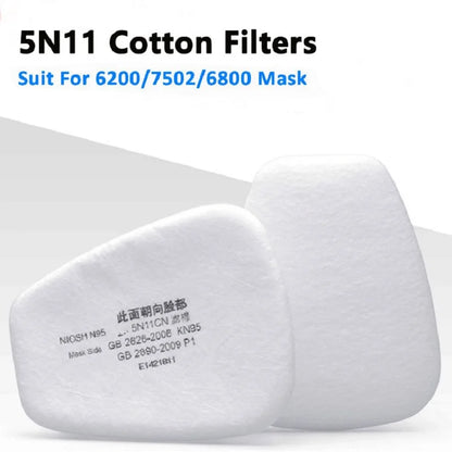BULK 6001 Filter Cartridge 5N11 Dustproof Cotton, Fit For 3M 6200/7502/6800 Gas Mask Chemical Painting Spray Respirator