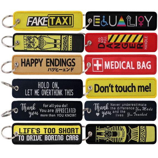 Embroided Keychain - FakeTaxi, Equality, Danger, Medical bag, Happy Endings and more
