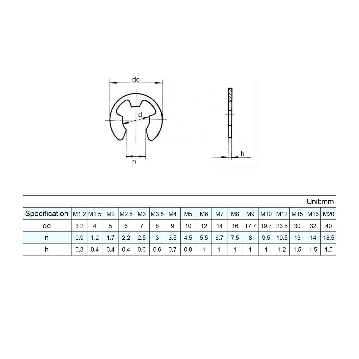 Stainless Steel E-Clip Retaining Ring Assortment