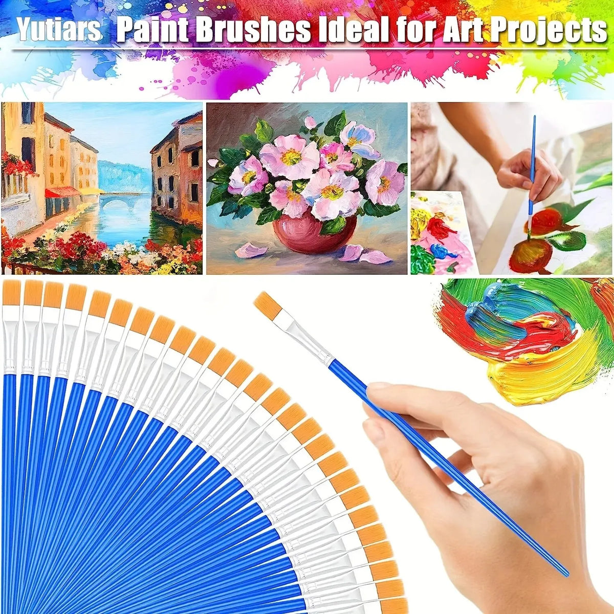 Detail Touch-Up Paint Brush Set – 50pcs Fine Brushes for Automotive Spot Painting & Pinstriping