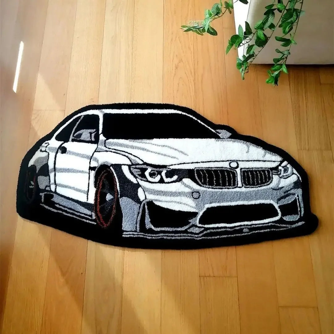 Car Silhouette Area Rug – Non-Slip Decorative Mat for Car Enthusiasts