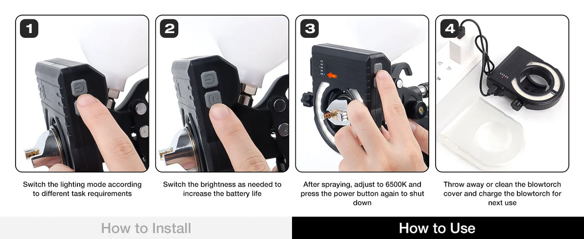 LED Spray Gun Paint Light – Adjustable 5-Color Rechargeable Work Lamp