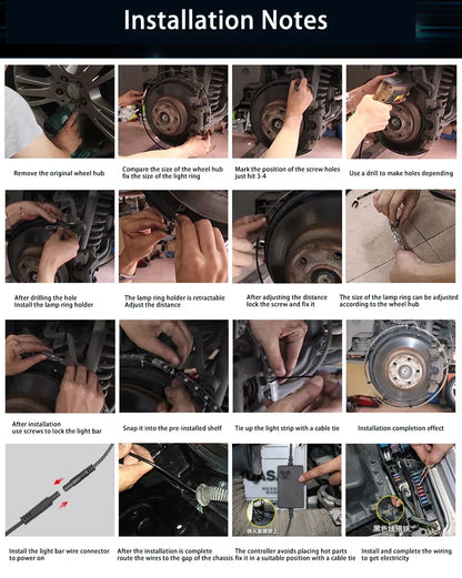 Car Hub Wheel Ring APP/Remote Control RGB Kit Waterproof LED Light