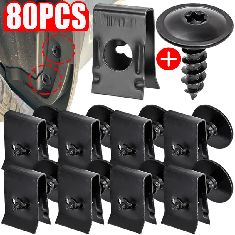 Torx Screw & U-Clip Retainer, Fasteners Kit 20-80Pcs