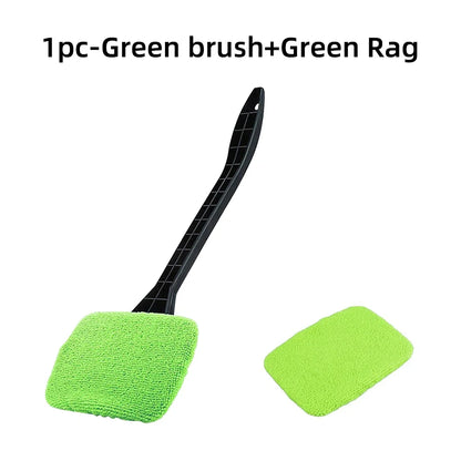Long-Handle Windshield Cleaning Brush Kit – Microfiber Interior Glass Wash Tool