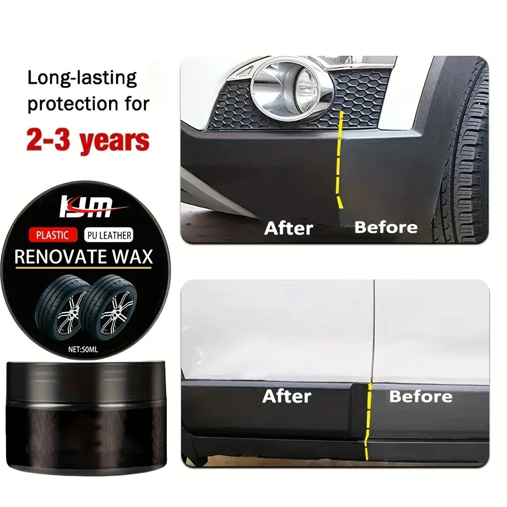 Rubber & Trim Refresh Wax – Hydrophobic Black Restorer for Car Trim & Seals