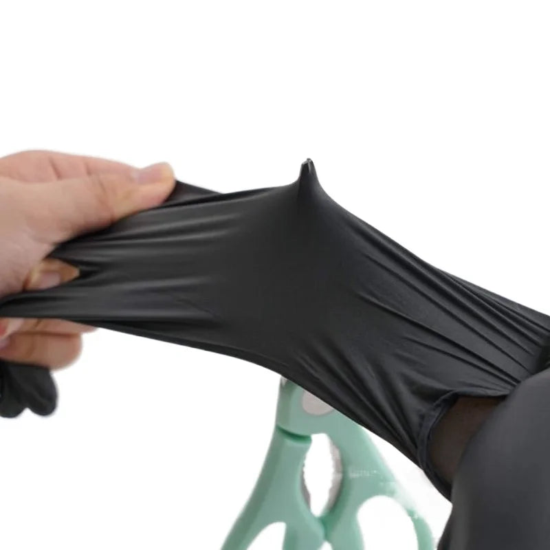 100pcs Black Nitrile Gloves – Disposable Textured Mechanic Gloves, Latex-Free