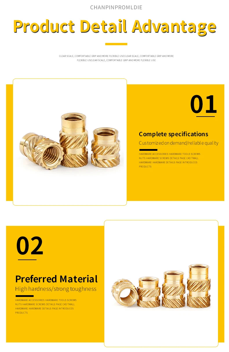 Screw Thread Hot Insert M2/2.5/3/4/5/6 Brass Knurled Nut Implant  for Plastic 3D Printing Assortment Kit