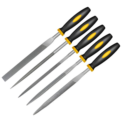 5-Piece Precision File Set – Round, Flat & Triangular Hand Files for Metalwork