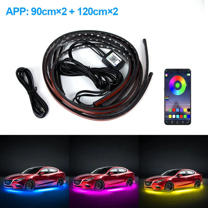 Underglow Flexible RGB LED Strip Remote or App Control Sound Active