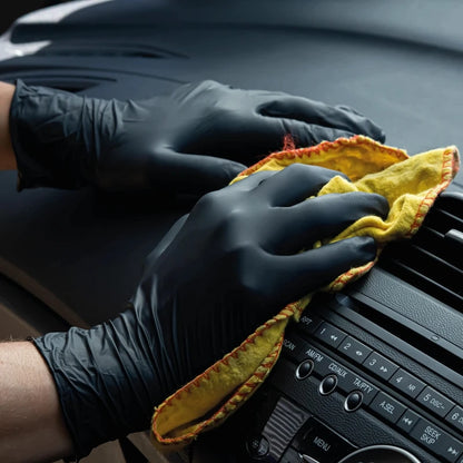 100pcs Black Nitrile Gloves – Disposable Textured Mechanic Gloves, Latex-Free