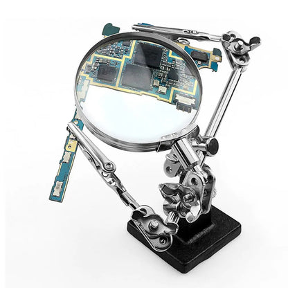 5X Helping Hands Magnifier Stand – Adjustable Alligator Clips for Soldering & Wiring Repair