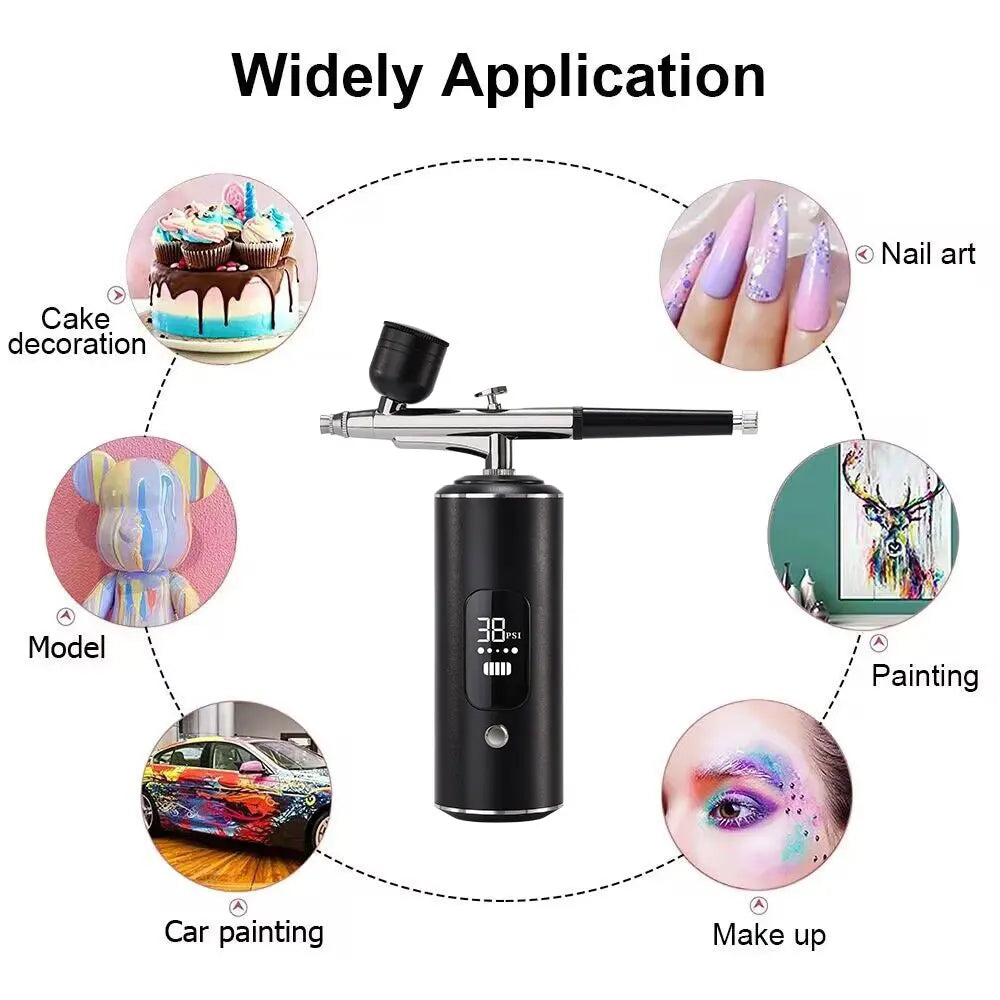 Portable Airbrush with Built-In Compressor – Rechargeable Kit for Custom Paint & Detailing