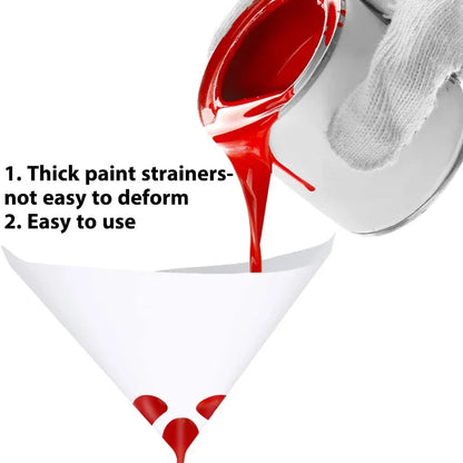 Disposable Paint Straining Funnel Filters – Conical Nylon Mesh for Spray Guns