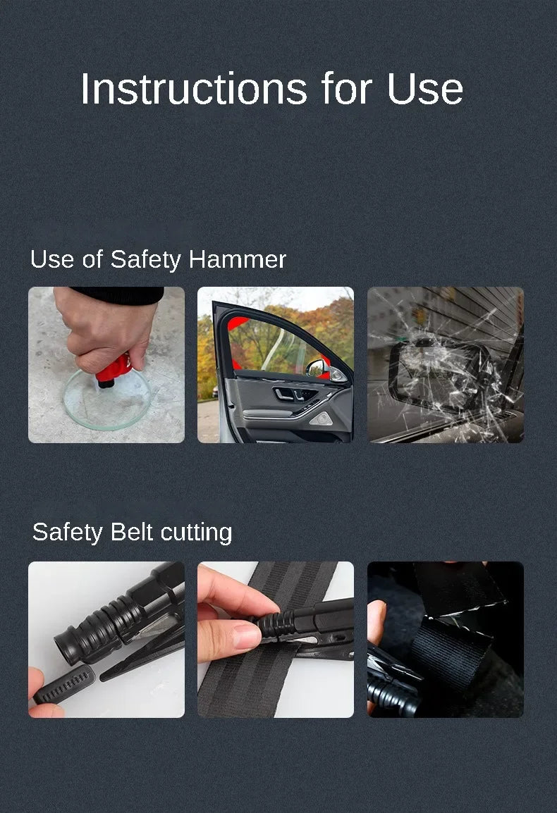 3-in-1 Car Safety Hammer & Seatbelt Cutter – Window Breaker Escape Tool with Whistle