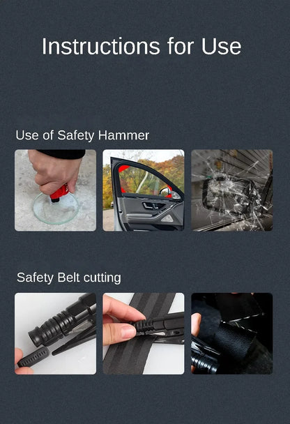 3-in-1 Car Safety Hammer & Seatbelt Cutter – Window Breaker Escape Tool with Whistle