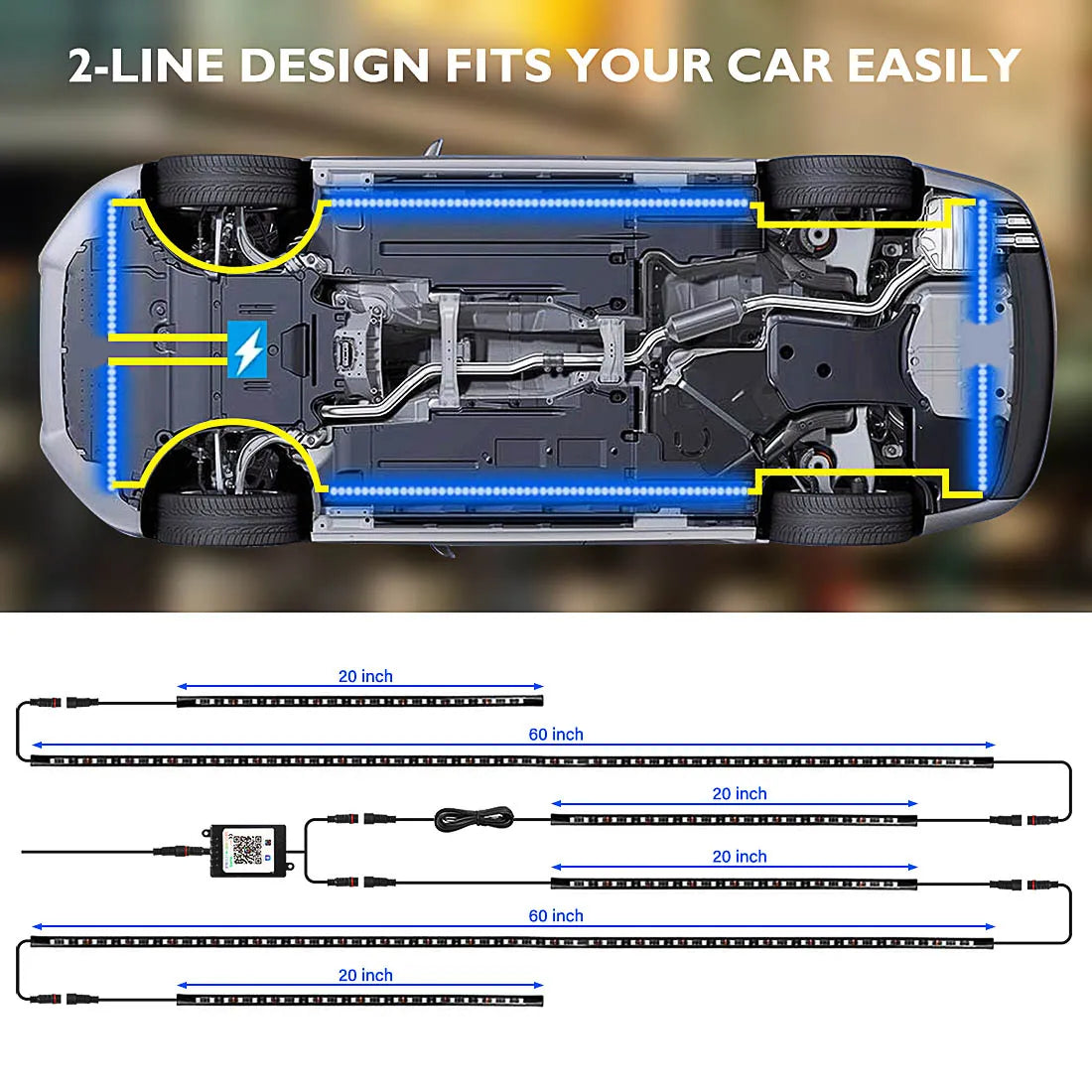 Underglow 6PCS App Control Sound Active Flowing Color RGB LED Strip