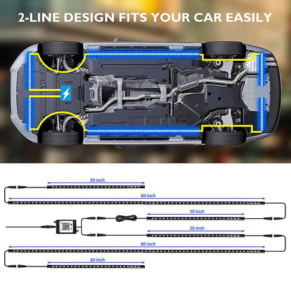 Underglow 6PCS App Control Sound Active Flowing Color RGB LED Strip
