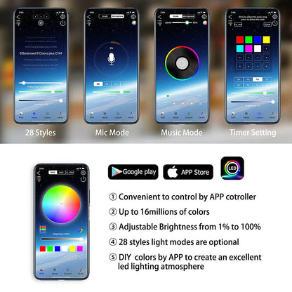 Underglow 6PCS App Control Sound Active Flowing Color RGB LED Strip